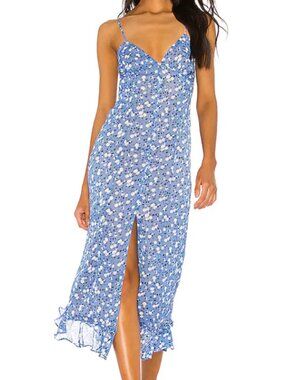 Majorelle Revolve Quincy Floral Midi Dress in Blue Ditsy - size small